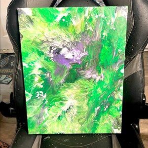 Abstract Green and Purple stretched Canvas Art
